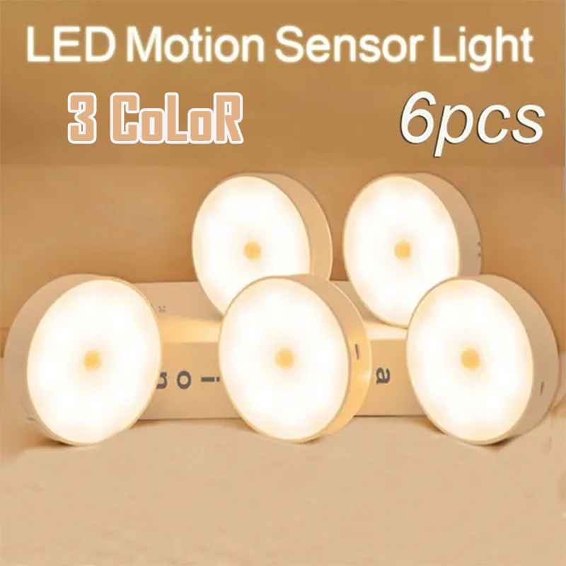 USB Rechargeable Sensor LED Night Light, Wireless Staircase and Closet Lamp for Cabinet and Wardrobe