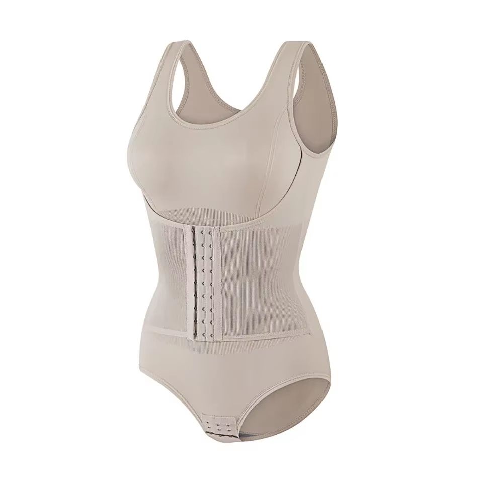 Women's Bodysuit Shapewear with Zipper and Belt – Tummy Control Slimming Waist Trainer Body Shaper