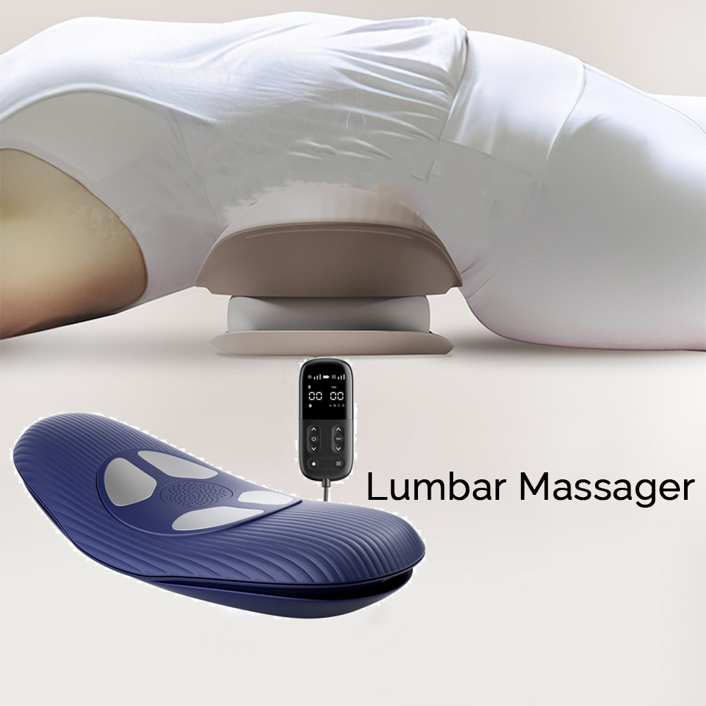 Adjustable Intensity Electric Lumbar Traction Massager, Heated Back Massage with Remote Control, Spine Support