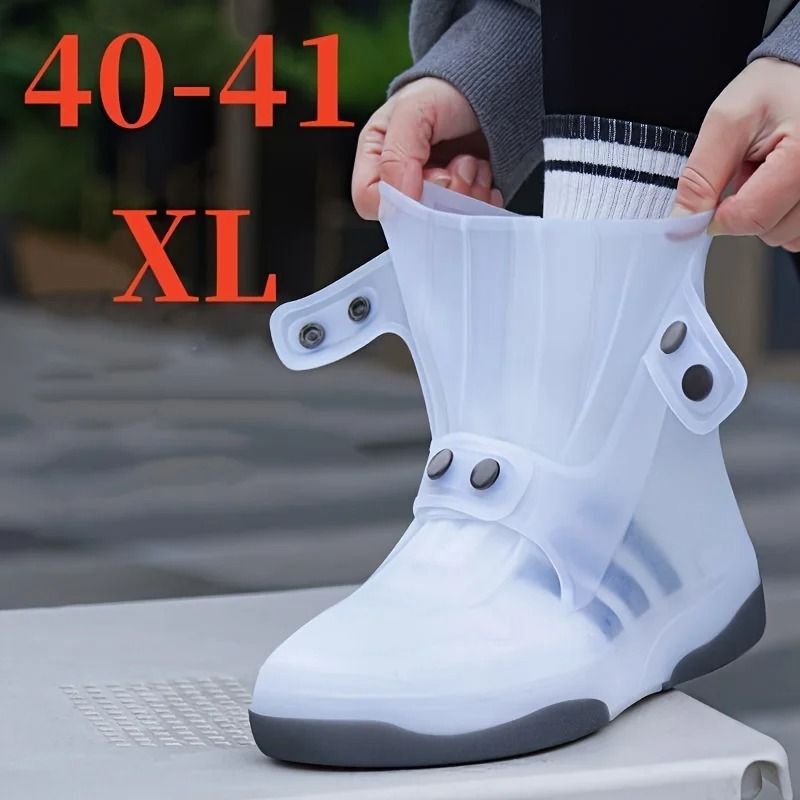 Two Tone Waterproof Shoe Covers Washable Anti Skid Durable Overshoes with Button