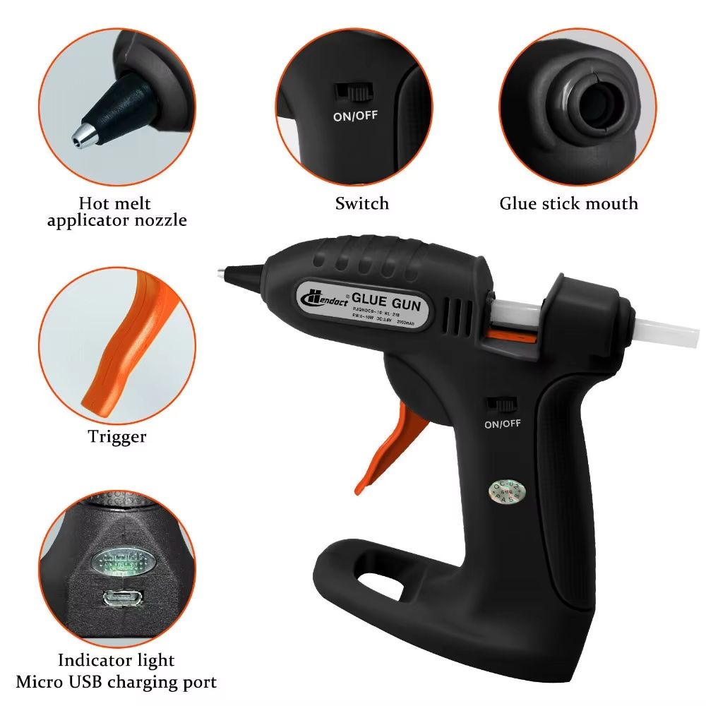 Cordless Mini Hot Melt Glue Gun Kit with 30 Glue Sticks for Crafts and DIY Repairs
