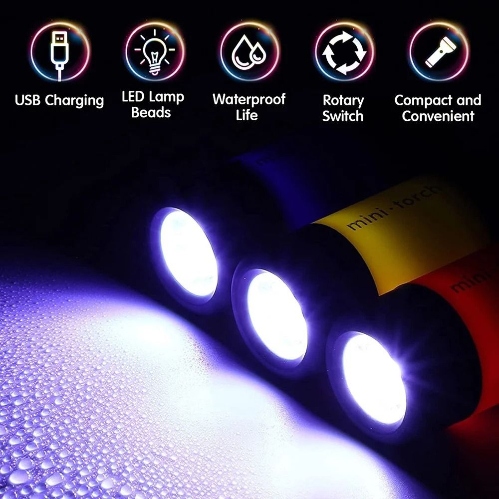 Portable USB Rechargeable Keychain Flashlight Waterproof LED Pocket Torch