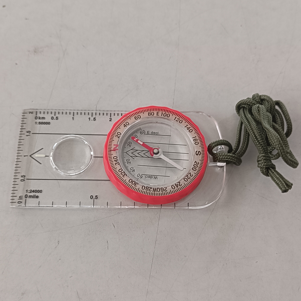 High Accuracy Survival Compass Waterproof Shockproof Hiking Compass with Magnifier Navigation Tool