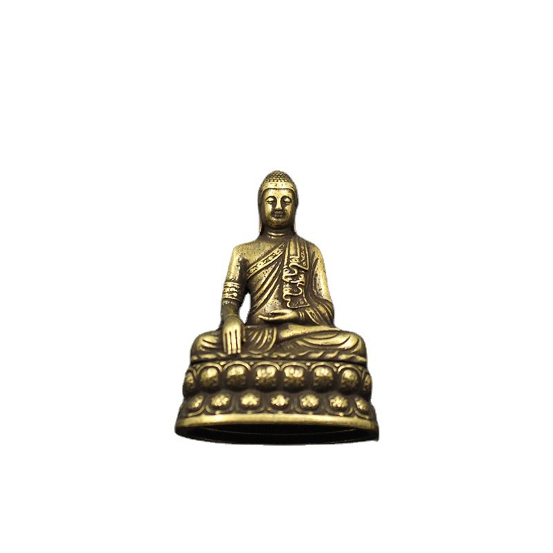 Mini Sakyamuni Buddha Statue Pure Copper Zen Desktop Decor Spiritual Ornament