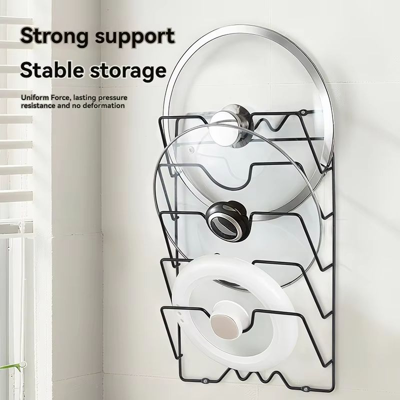5 Layer Wall Mounted Pot Lid Rack Space Saving Kitchen Organizer