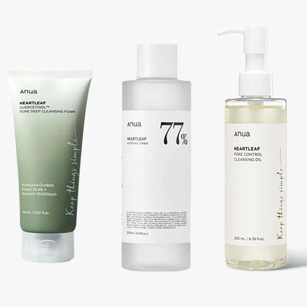 Anua Heartleaf 77 Toner and Cleansing Skincare Set