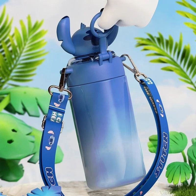 Disney Stitch 600ml Cartoon Thermos Cup – Large Capacity Stainless Steel Insulated Water Bottle