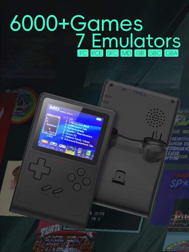 Portable Retro Handheld Game Console – Mini Video Gaming System with NES, SNES, GBA, and Game Boy Emulator Support