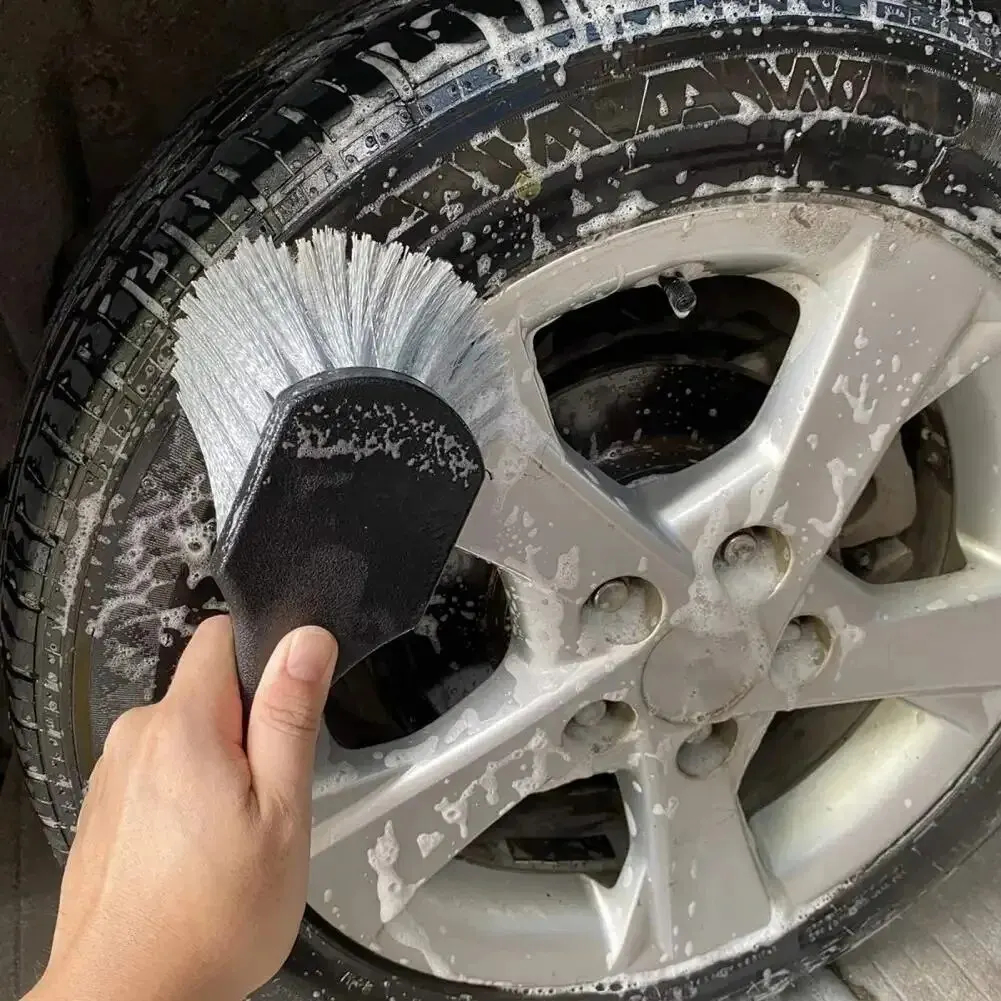 Car Wheel Cleaning Brush Set Short Handle Tire Rim Detail Brush for Auto Maintenance