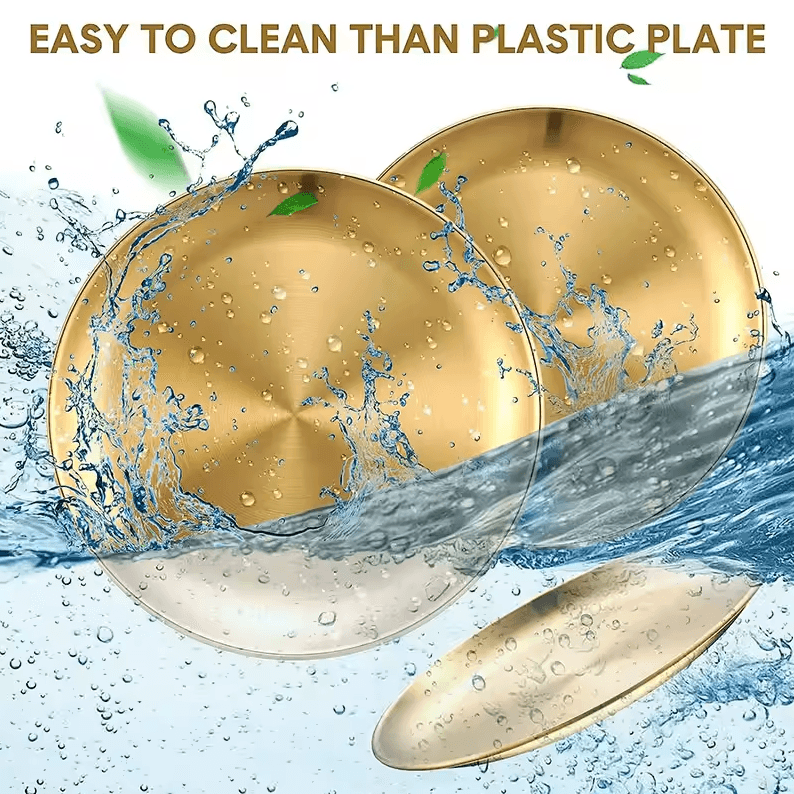 Durable Rust-Proof Camping Plates – Metal Round Serving Plate Set
