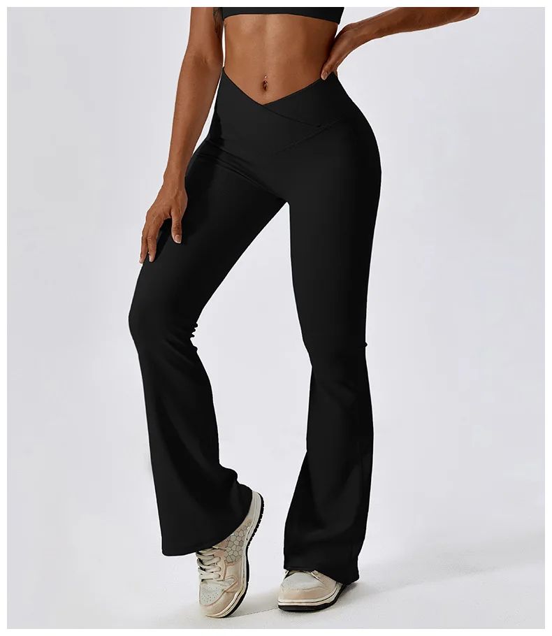 Womens High Waist Flared Yoga Fitness Leggings