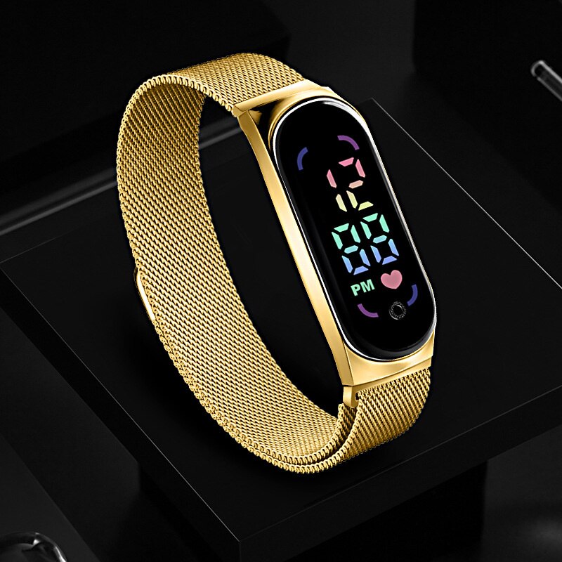 Women's Digital LED Touch Watch with Magnetic Strap and Daily Waterproof Design