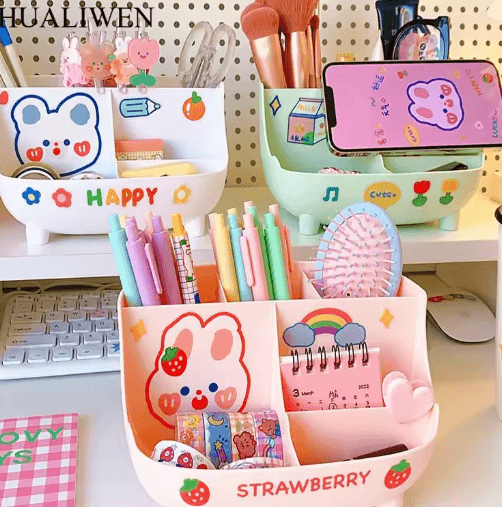 SweetHeart Large Capacity Cute Stationery Storage Box for Desk Organization