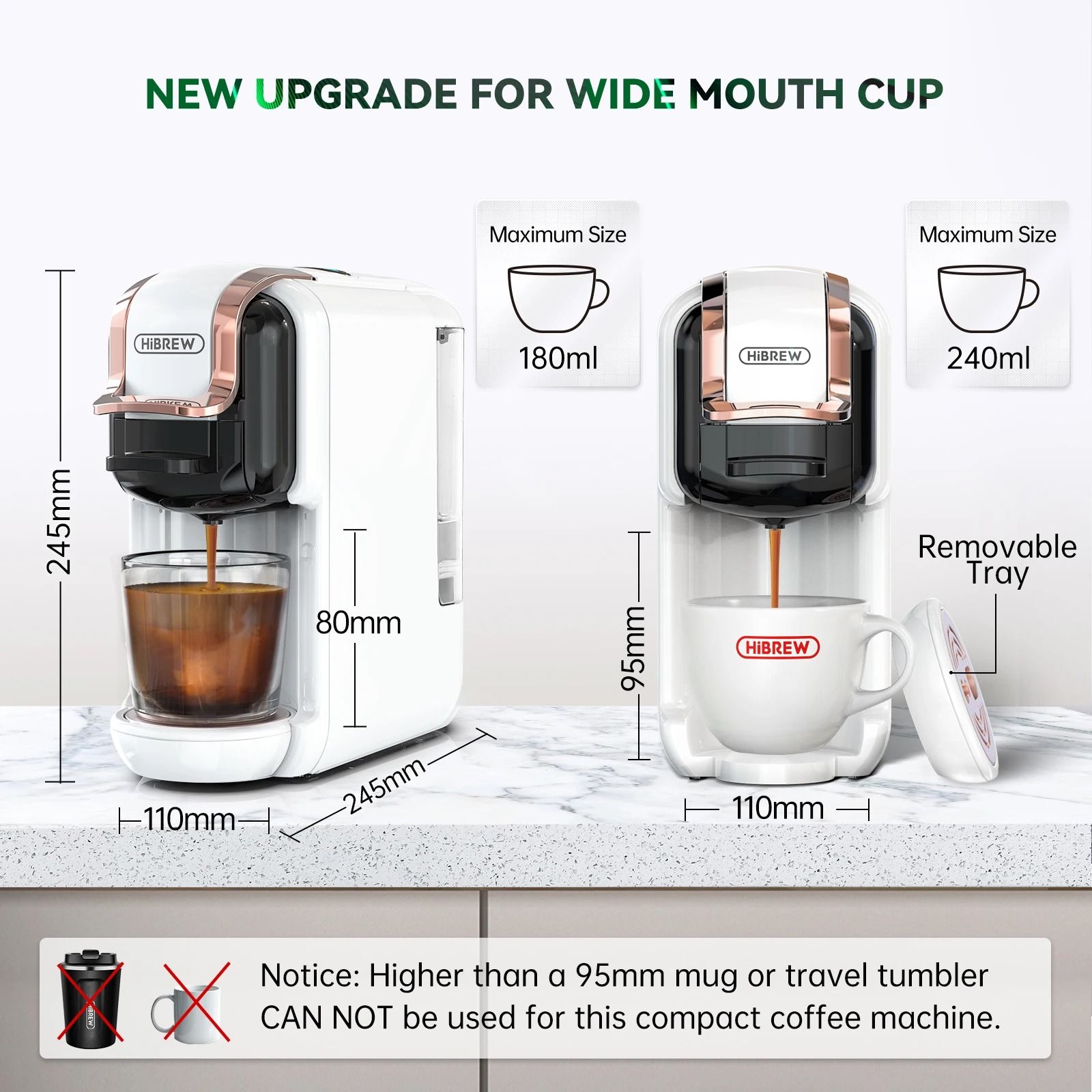 5 in 1 Capsule Coffee Machine with 20 Bar Pressure and Hot Cold Brewing