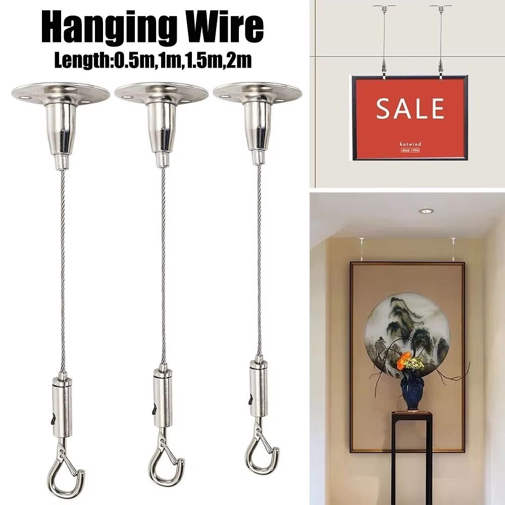 Adjustable Stainless Steel Suspension Wire Rope Lanyard Kit 1.6–6.6ft Retractable Locking Cable