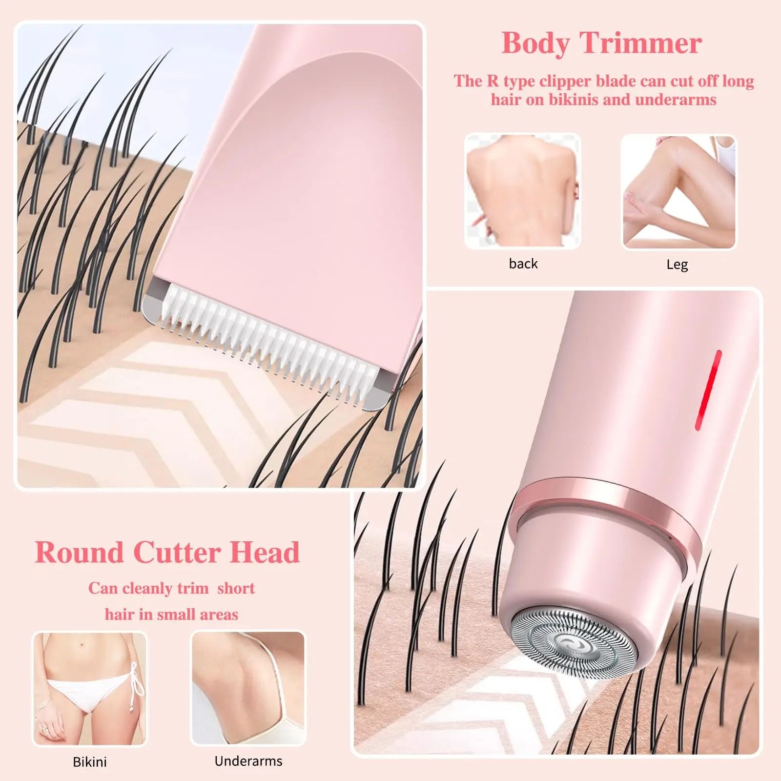 2 in 1 Dual Head Electric Razor and Bikini Trimmer for Women Wet Dry Use
