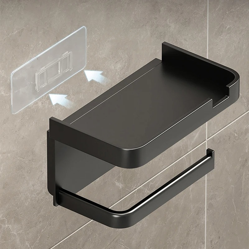 Plastic Storage Rack for Toilet Paper, Kitchen Towel and Seasoning Bottle Holder, Bathroom Wall Roll and Phone Organizer