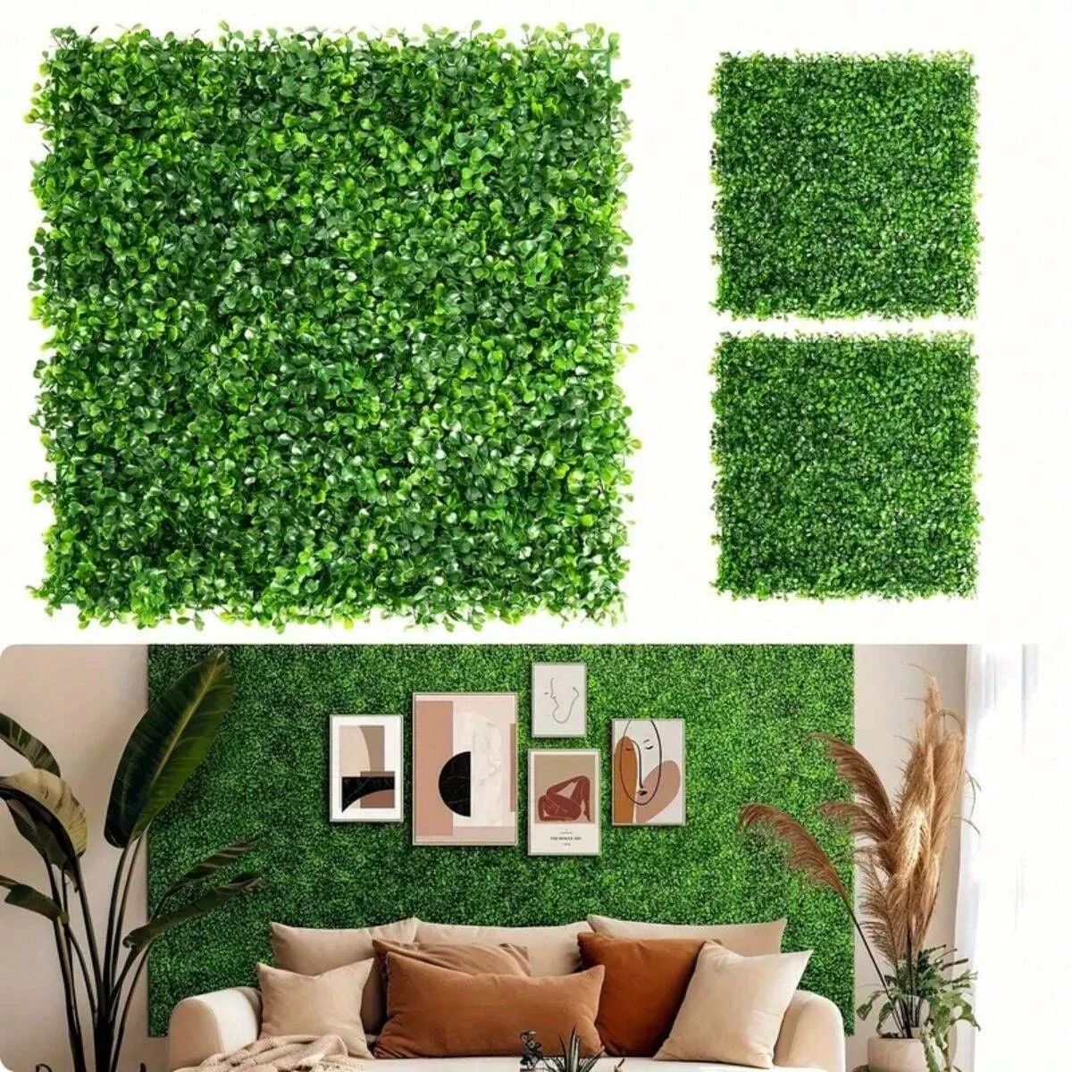 LushScape Artificial Boxwood Panels Grass Wall Backdrop Set (10-Pack)