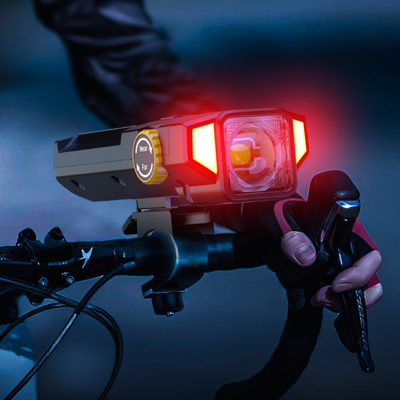 Zoom Bicycle Front Light Bike Light Solar Power Highlight LED with COB Red Side Lamp, Durable Rechargeable Cycling