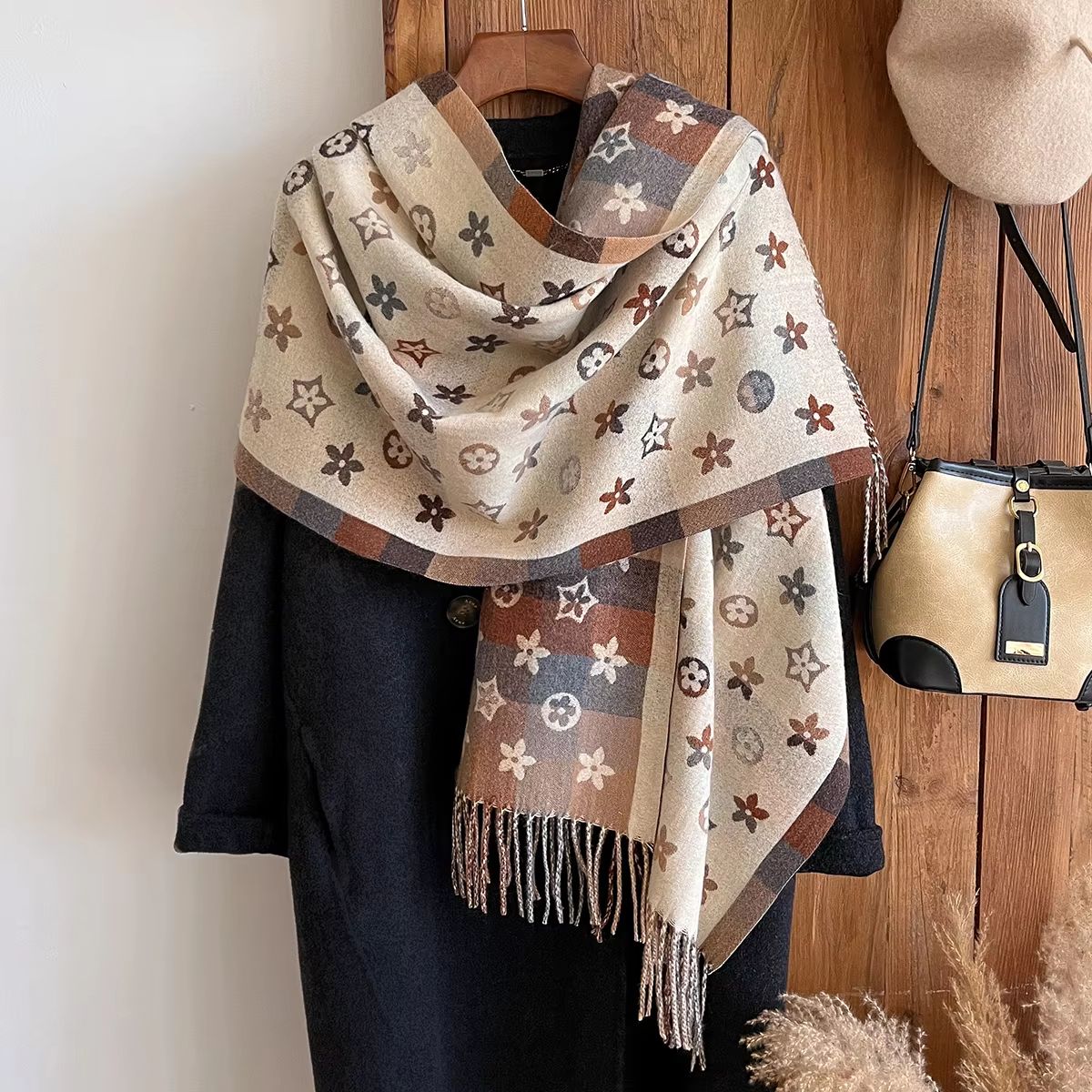 National Style Cashmere Winter Scarf for Women – Thick Pashmina Shawl Wrap Blanket Foulard Bandana
