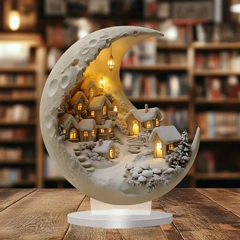 Christmas Tree Desktop Ornament with Moonhouse – DIY 2D Acrylic Merry Christmas Plaque for New Year Party Gifts