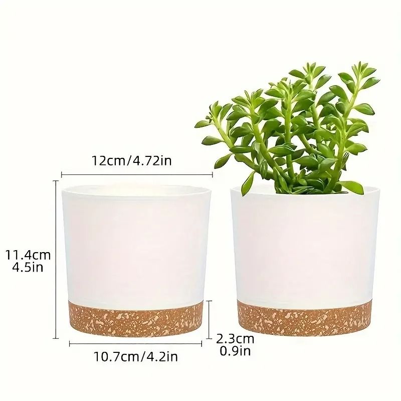 2 Pack Indoor Flower Pots with Drainage Holes and Removable Base