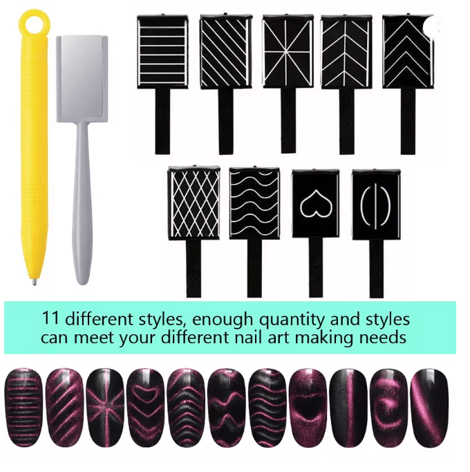 Cat Eye Nail Magnet Tool Set 11 Piece for Gel Polish Designs