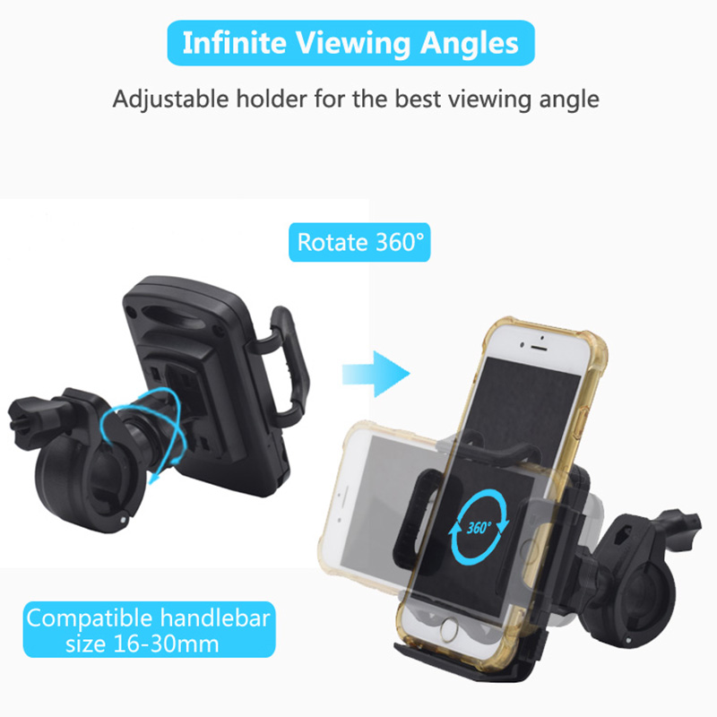 Motorcycle Phone Mount Clamp, Bike Phone Holder for Handlebar, Universal Smartphone Clip for Scooters