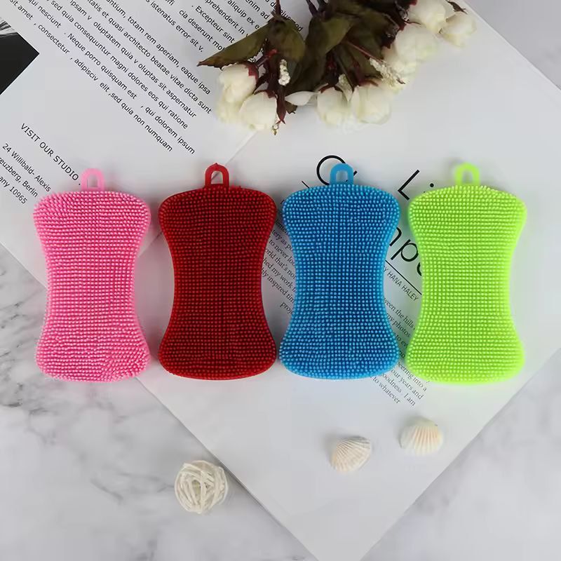 Silicone Kitchen Scrubber Brush – Gentle & Effective Pot Pan Cleaner