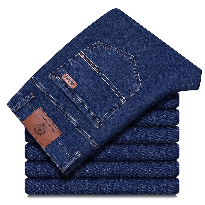 Wthinlee New Business Mens Jeans Casual Straight Stretch Denim Trousers
