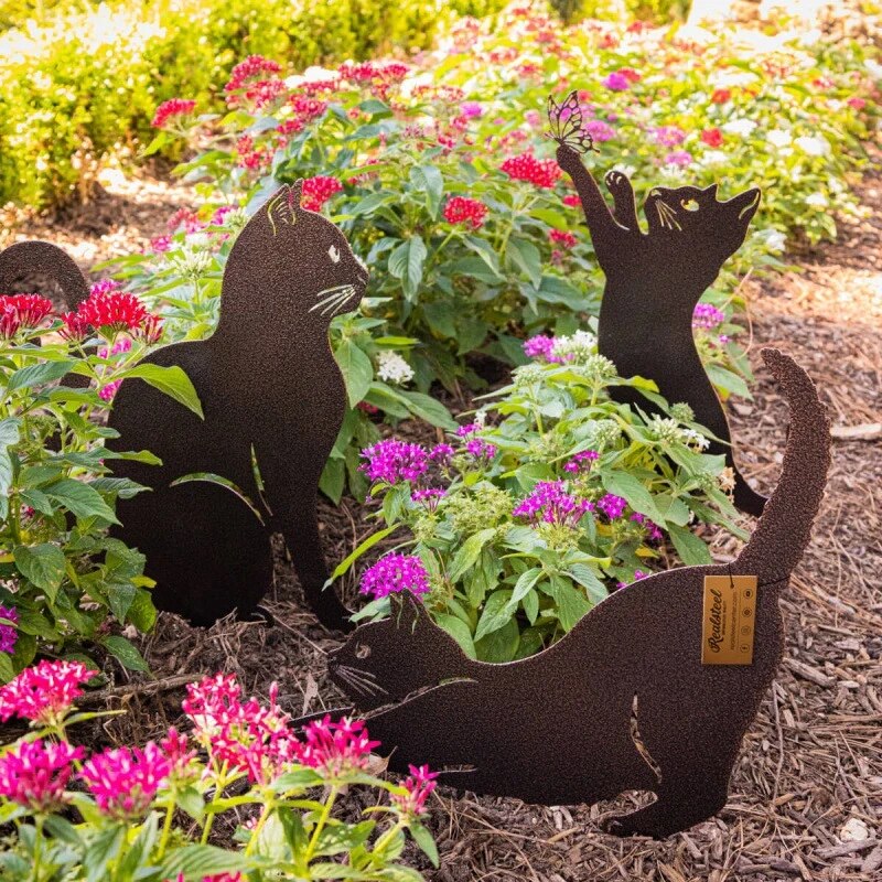 Cat Garden Stake Decoration Metal Outdoor Balcony Art for Garden or Patio