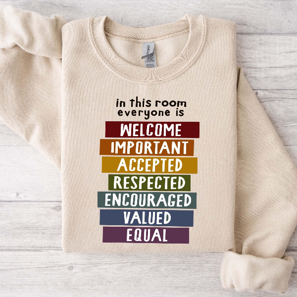 Inclusive Idaho Teacher Sweatshirt | Everyone Is Welcome Equality & Classroom Inclusion Crewneck