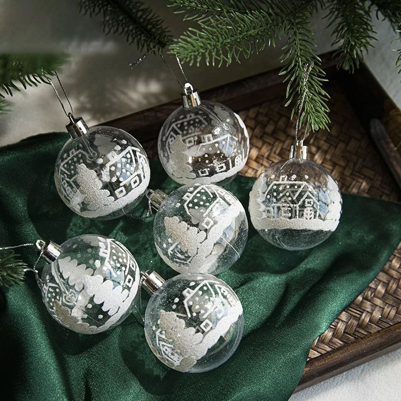 Transparent Snowball Christmas Tree Ornaments Set 6pcs