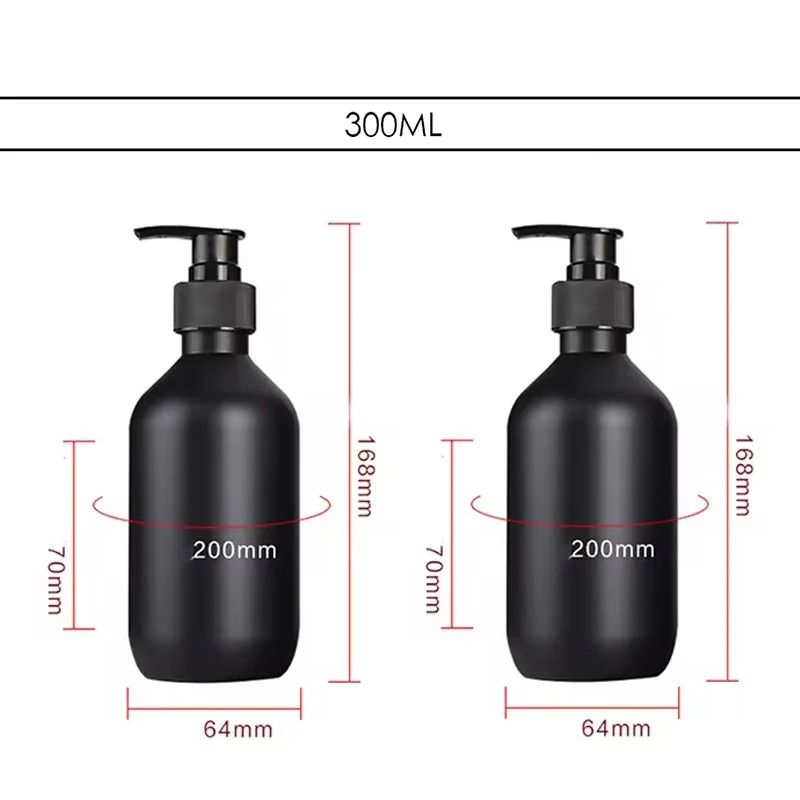 Matte Black Luxury Dispenser Set – 300/500ml Refillable Bathroom & Hotel Containers