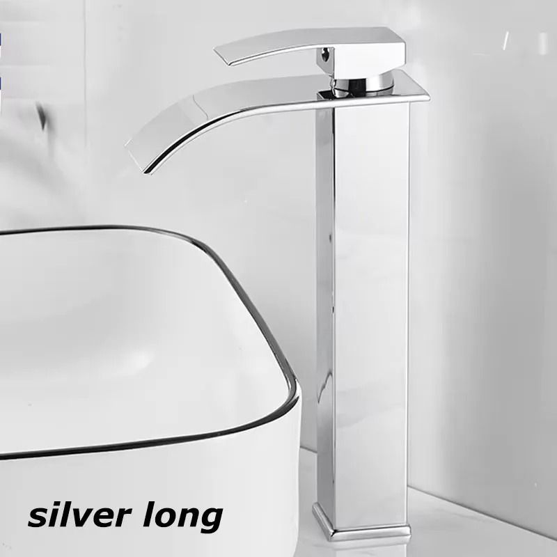 Modern Waterfall Bathroom Sink Faucet Dual Control Hot and Cold Mixer Tap