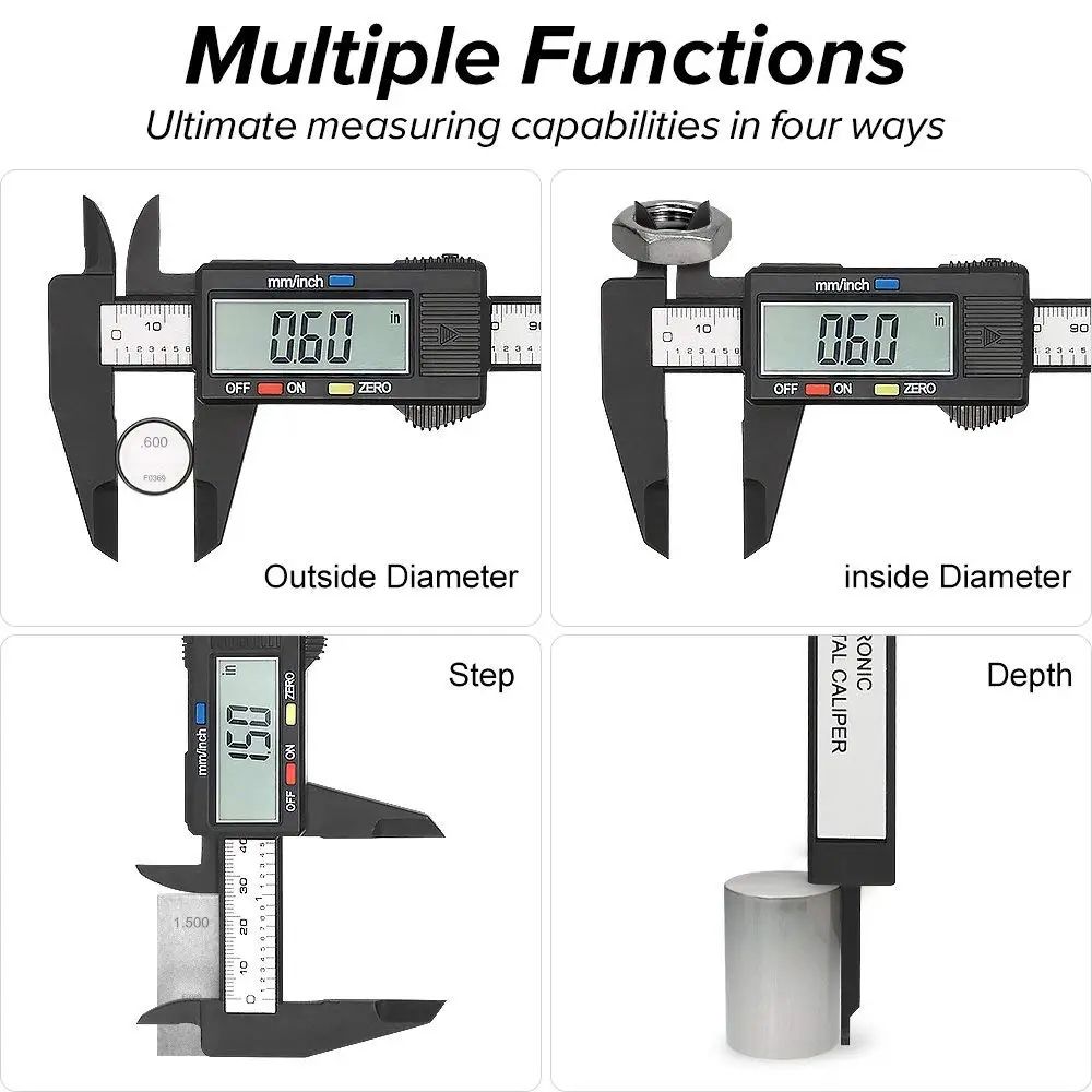 Electronic Digital Caliper Carbon Fiber, Precision Micrometer Measuring Tool with LCD Display