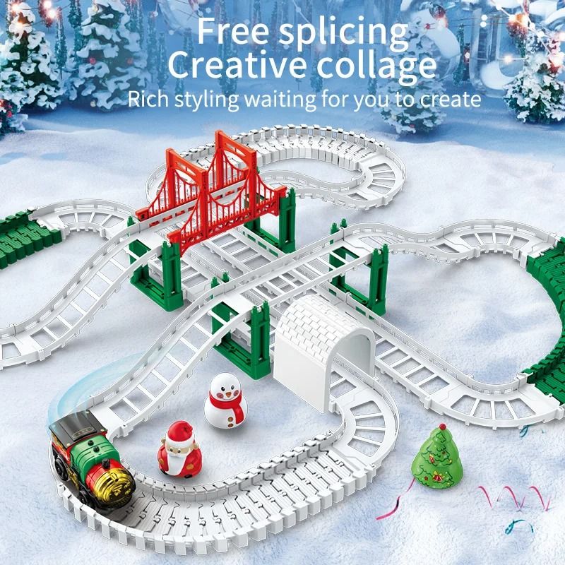 Christmas Electric Track Car Train Toy Kids Educational Racing Track Set