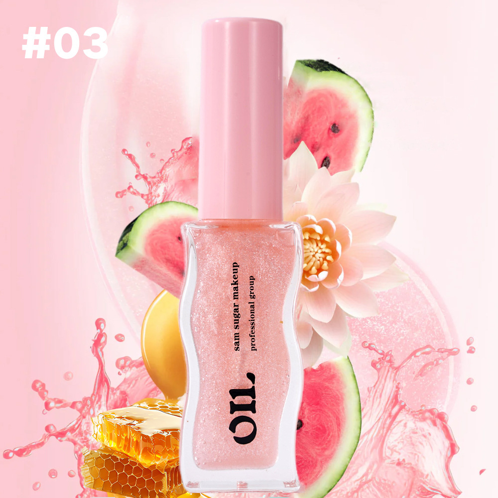 Strawberry Fruit Honey Lip Oil, Sexy Plump Lip Jelly, Tinted Lip Liquid Waterproof, Hydrating Oil Lip-gloss Makeup