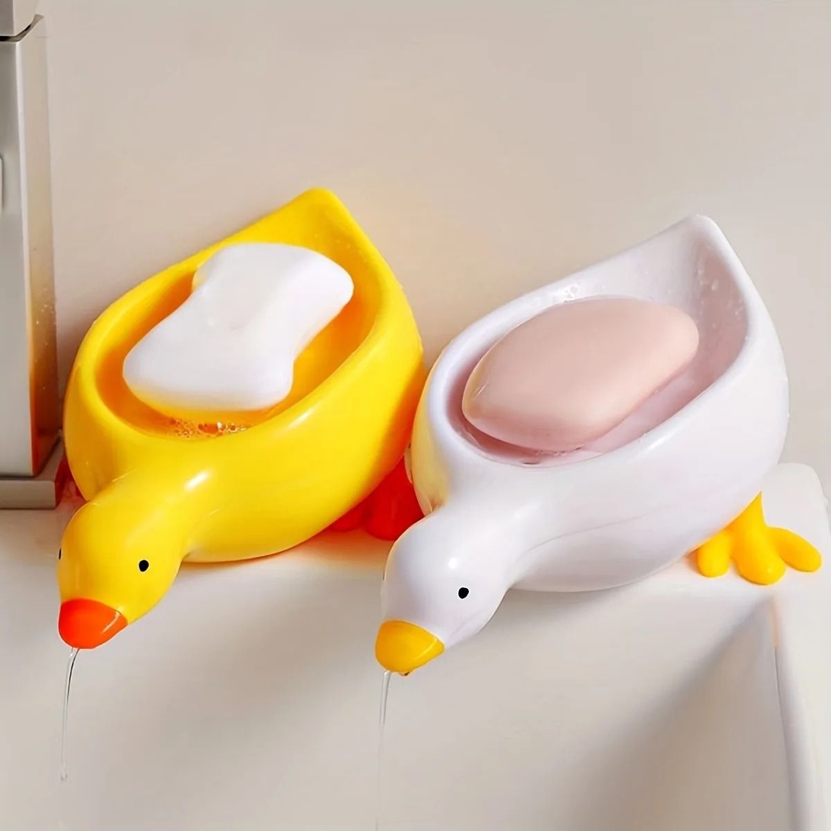 Cute Duck Shaped Soap Dish Self Draining Bathroom Holder