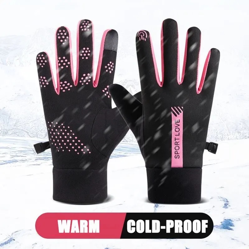 Winter Cycling Gloves for Women Waterproof Thermal Fleece Mittens for Outdoor Activities