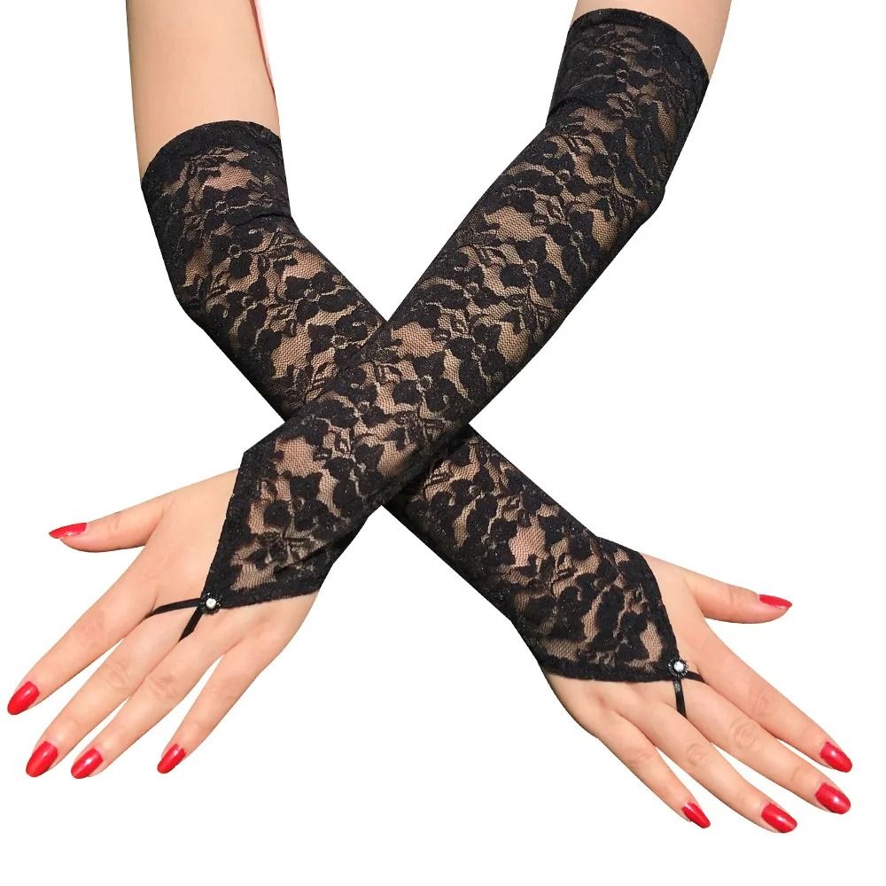 Sexy Floral Lace Fingerless Mittens