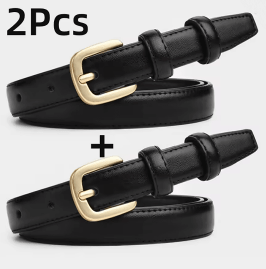 Mens Casual Leather Belt Set Classic Needle Buckle Double Loop