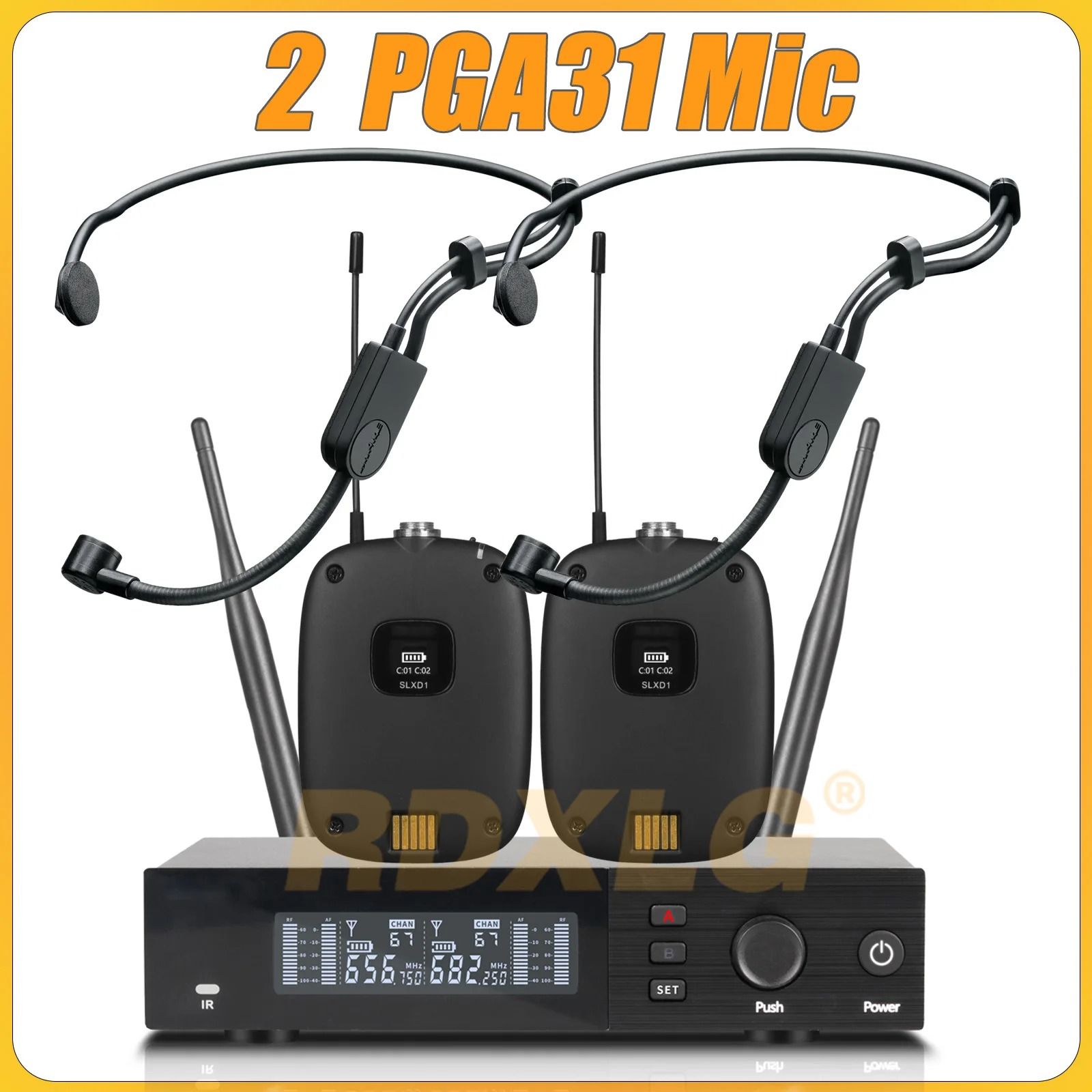 SLXD4 Professional Dual Wireless Microphone System with Two Handheld UHF Microphones