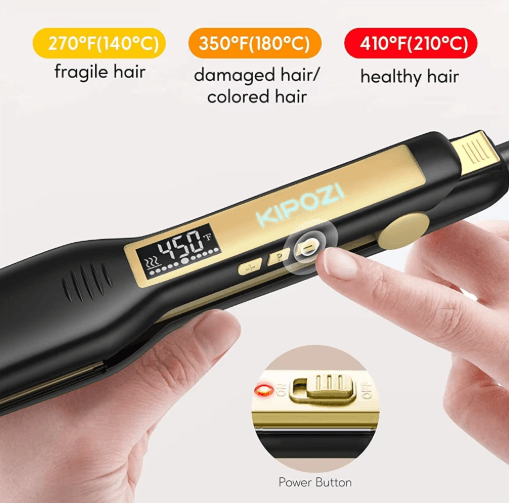KIPOZI Titanium Hair Straightener Professional LCD Flat Iron & Curling Styler