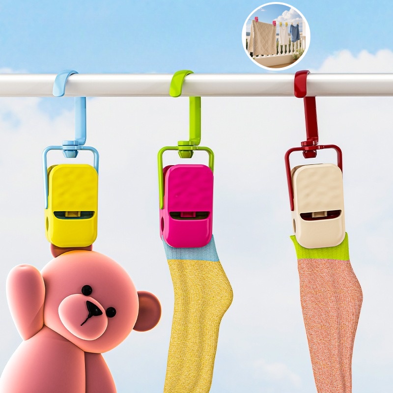 Dopamine Household Wardrobe Storage, Multi Portable Sock Drying Clips, Seamless Hook