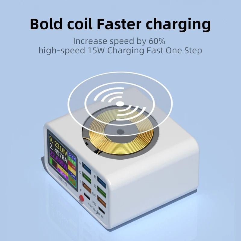 Multifunction 8 Port Mobile Phone Charger with Short Circuit Repair and Smart Wireless Fast Charging Tool