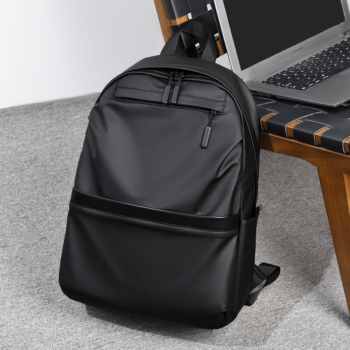 Mens Stylish Business Backpack Large Capacity Nylon Schoolbag for Travel & Work