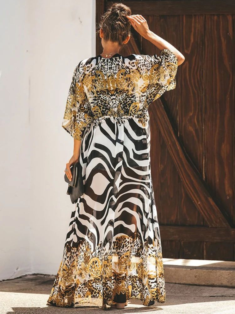 Leopard Print Chiffon Beach Kimono