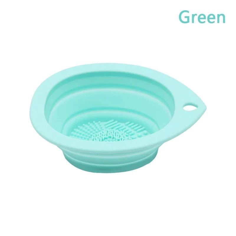 Folding Silicone Makeup Brush & Puff Cleaning Bowl