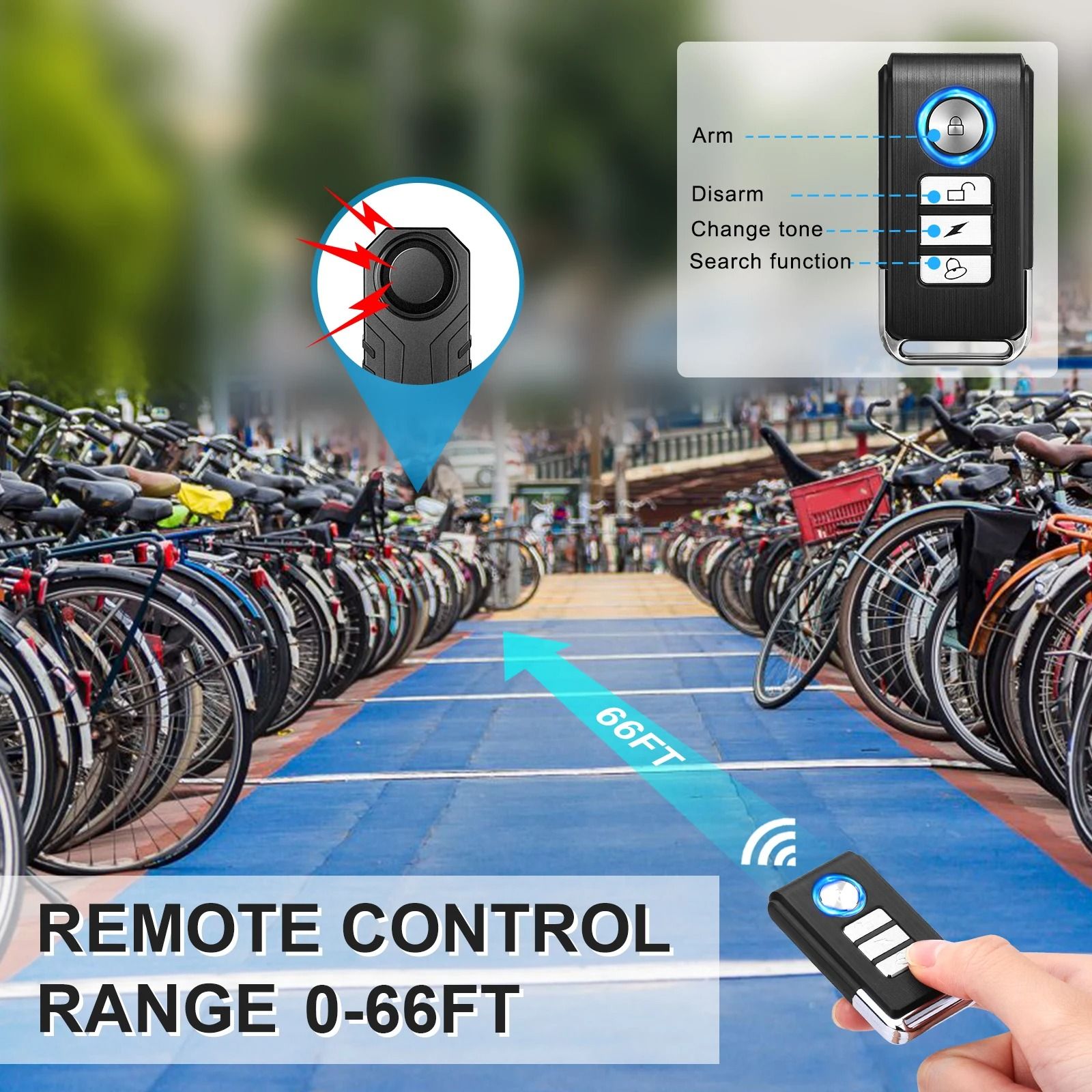 Rockbye Wireless Bicycle Alarm | Anti-Theft Remote Security Lock & Outdoor Cycling Safety Device